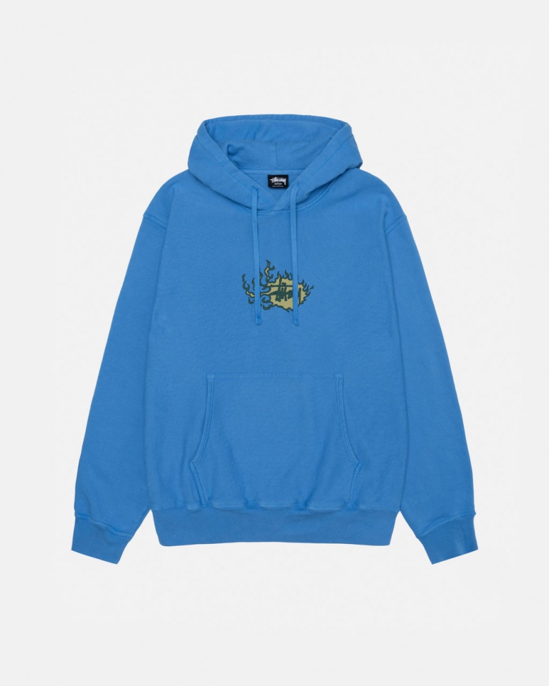 Stussy Mosaic Dragon Hoodie Pigment Dyed - Unisex Hoodies Azuis | PPTER82590