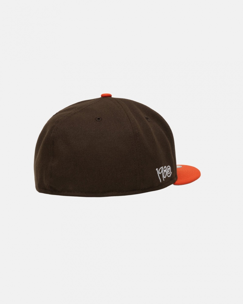 Stussy New Era 59Fifty Curly S - Unisex Marrom Laranja | YPTVQ87423