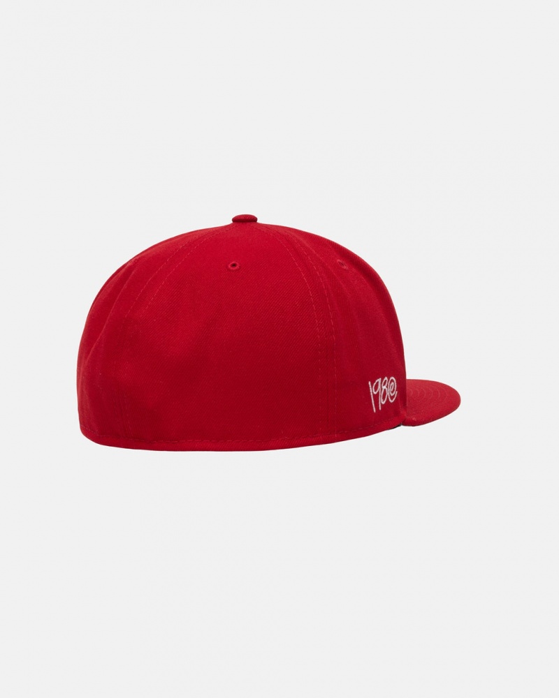 Stussy New Era 59Fifty Curly S - Unisex Vermelhas | XPTGW49659