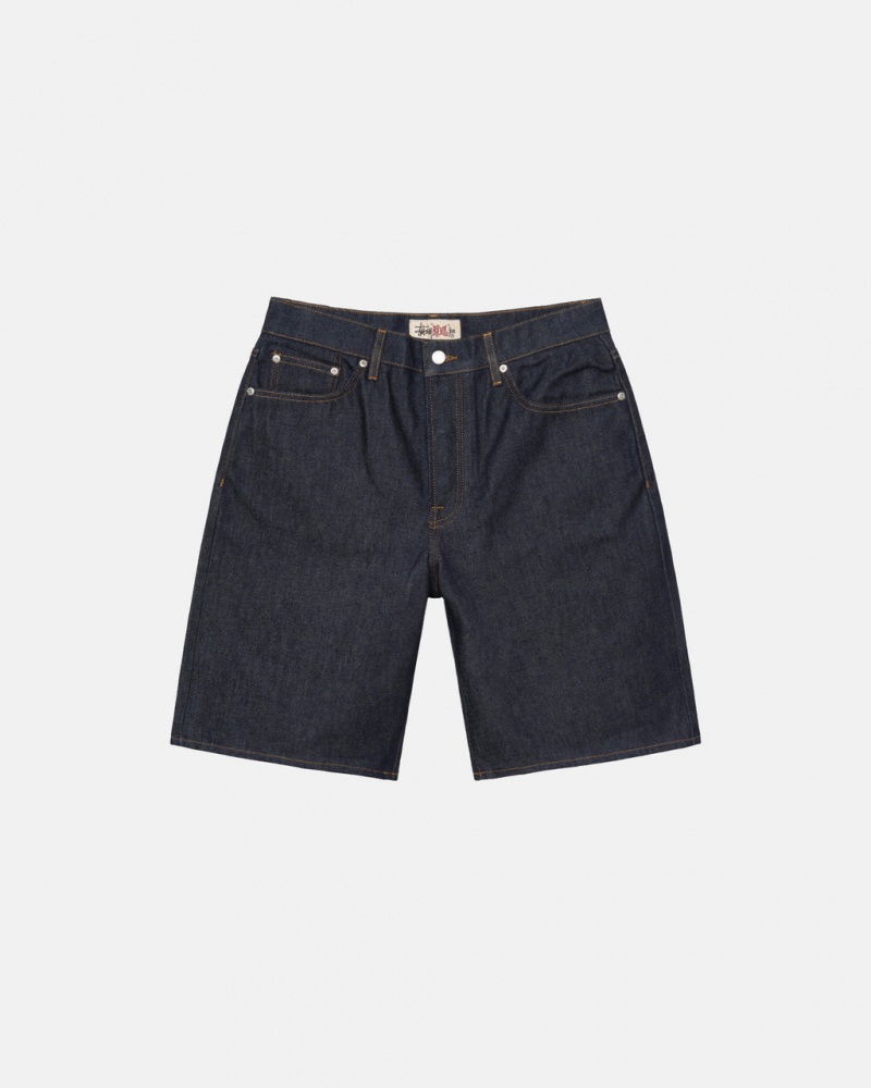 Stussy Raw Denim Big Ol& Shorts - Men&s Shorts Trunks Pretas | PTZPD87999