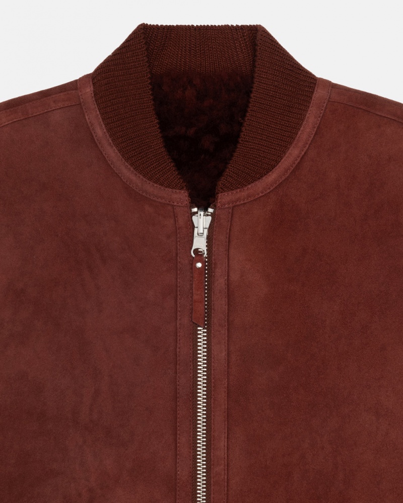 Stussy Reversible Shearling Workgear Vest - Unisex Jackets Bordeaux | PTZDE89749