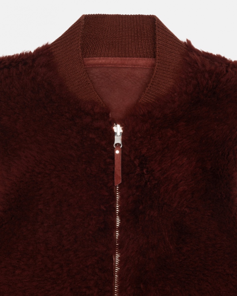 Stussy Reversible Shearling Workgear Vest - Unisex Jackets Bordeaux | PTZDE89749