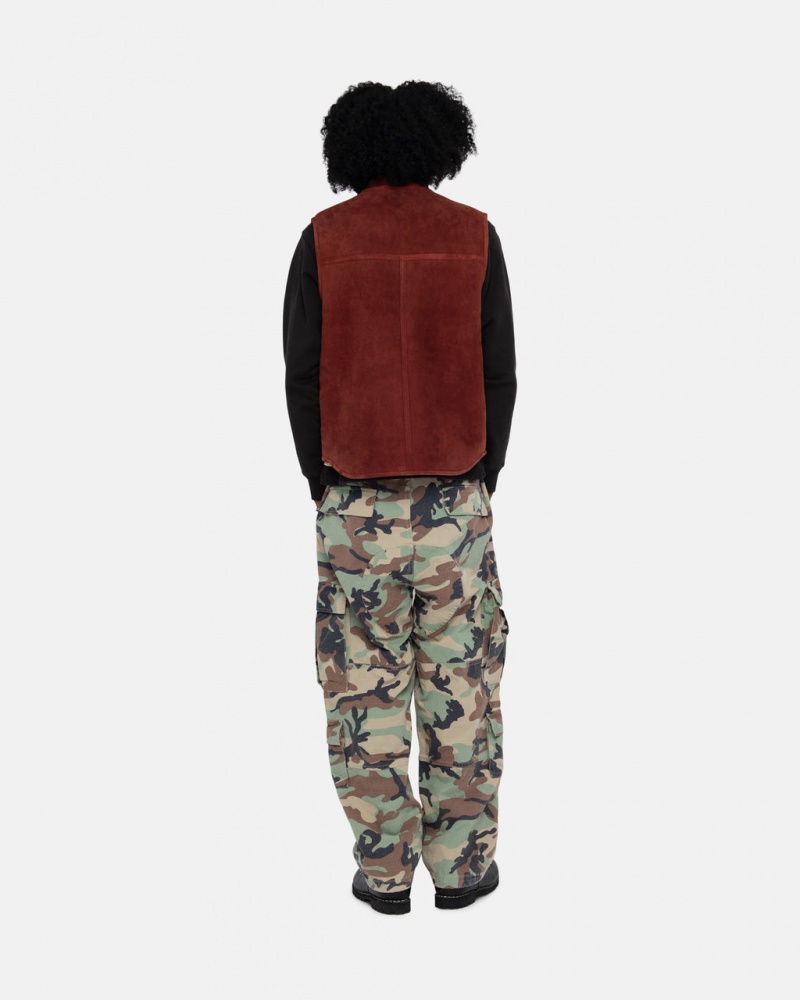 Stussy Reversible Shearling Workgear Vest - Unisex Jackets Bordeaux | PTZDE89749