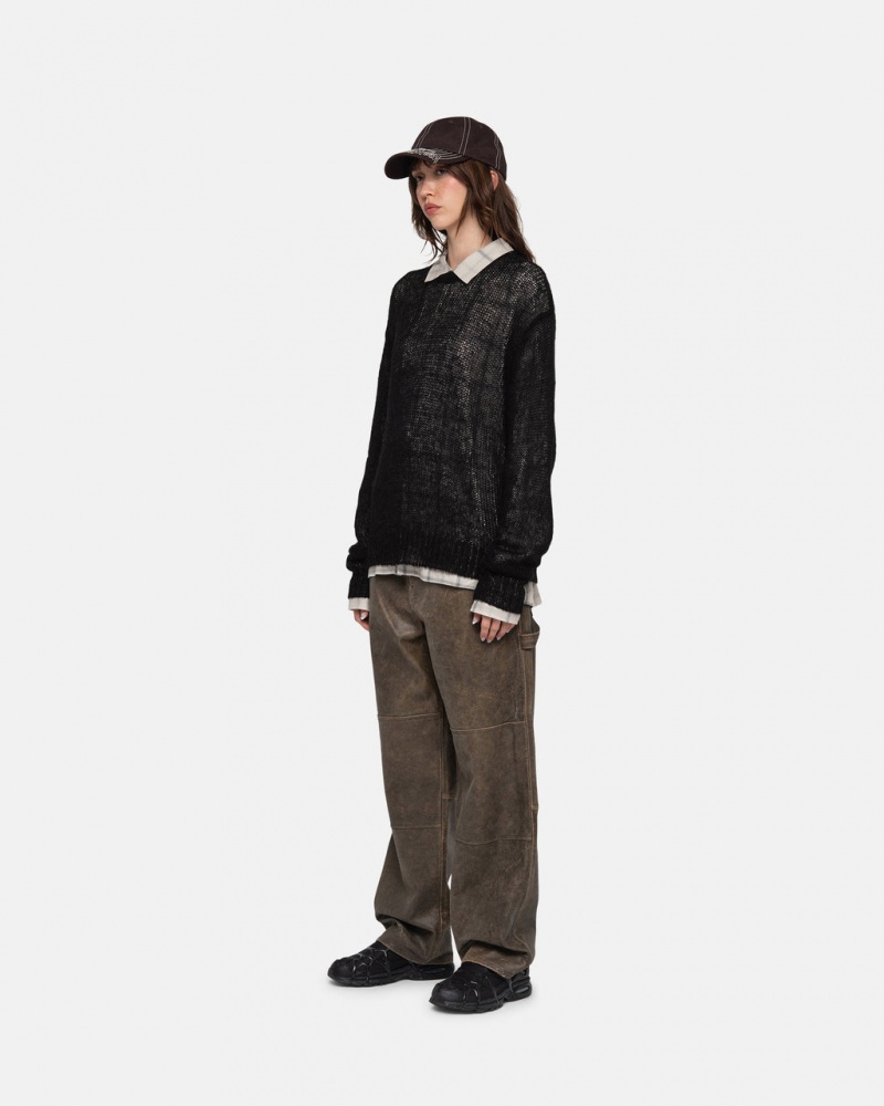 Stussy S Loose Knit Moletom - Unisex Sweaters Pretas | DPTKV23726