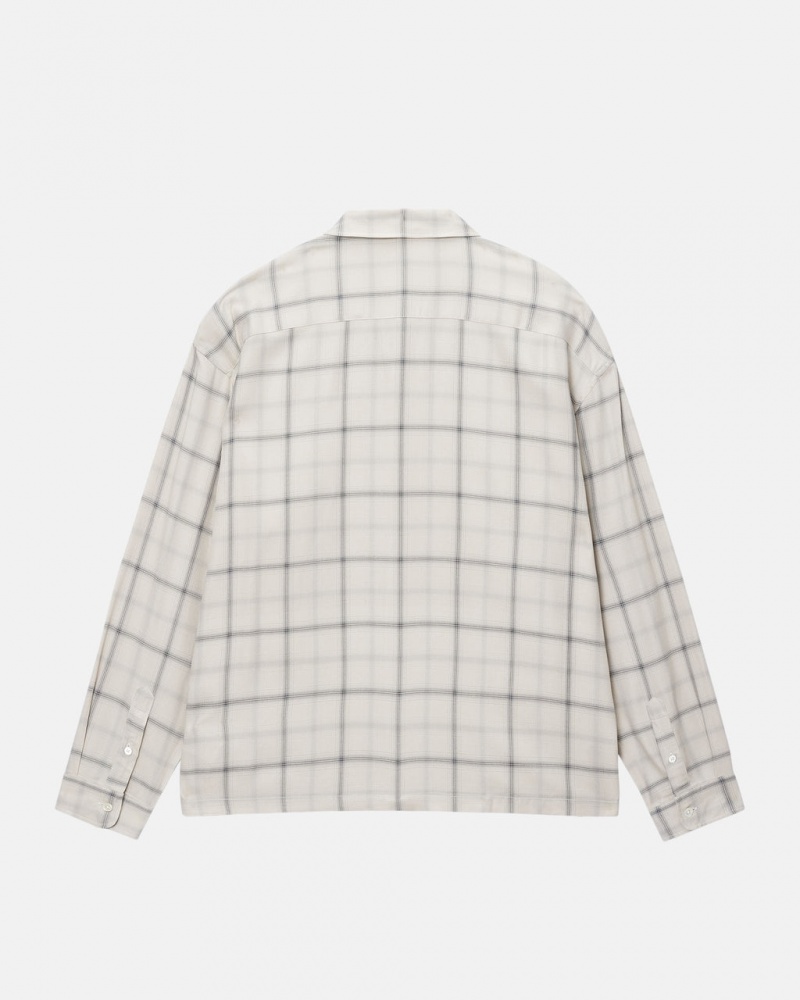 Stussy Shadow Plaid Rayon Shirt - Unisex Tops Bege | PTJZR59753