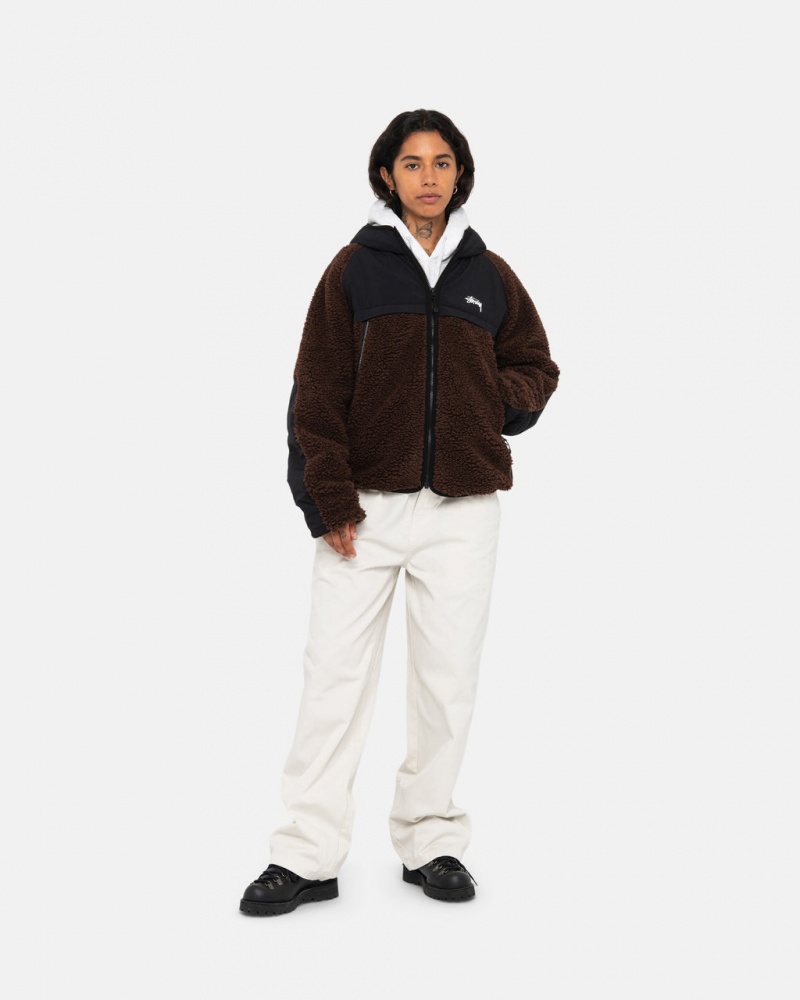 Stussy Sherpa Paneled Encapuzado Jacket - Unisex Hoodies Marrom | FPTHY25135