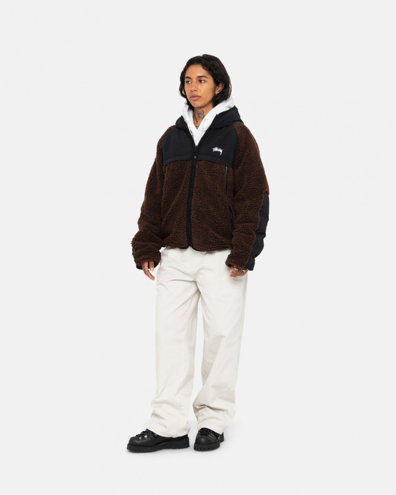 Stussy Sherpa Paneled Encapuzado Jacket - Unisex Hoodies Marrom | FPTHY25135