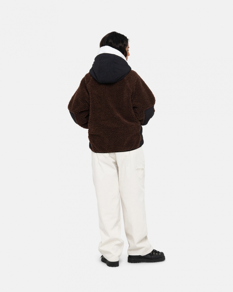 Stussy Sherpa Paneled Encapuzado Jacket - Unisex Hoodies Marrom | FPTHY25135