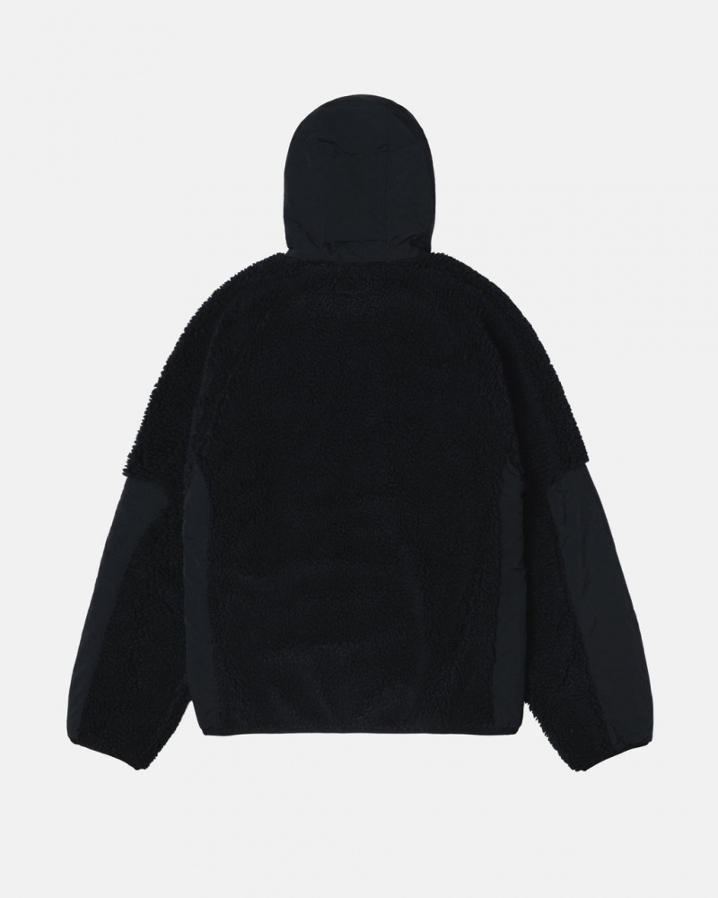 Stussy Sherpa Paneled Encapuzado Jacket - Unisex Hoodies Pretas | PTNEJ90560