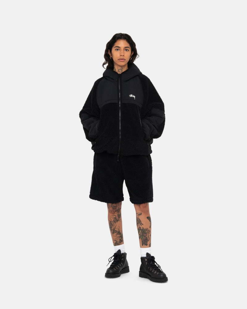 Stussy Sherpa Paneled Encapuzado Jacket - Unisex Hoodies Pretas | PTNEJ90560