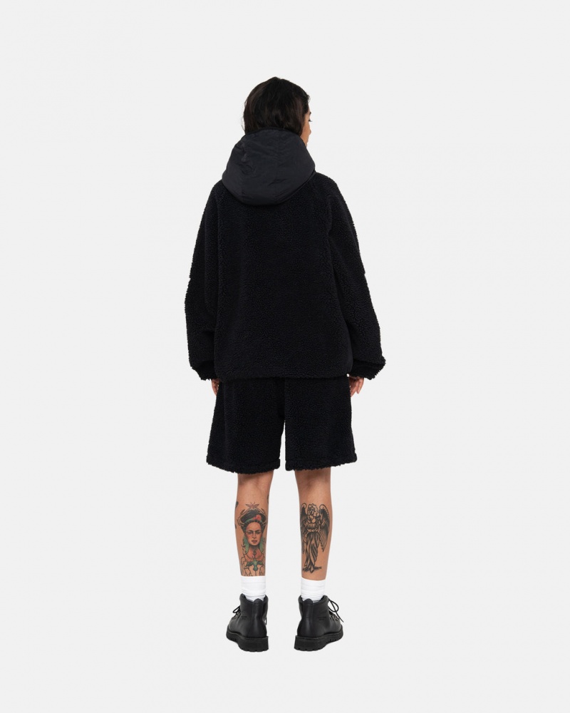 Stussy Sherpa Paneled Encapuzado Jacket - Unisex Hoodies Pretas | PTNEJ90560