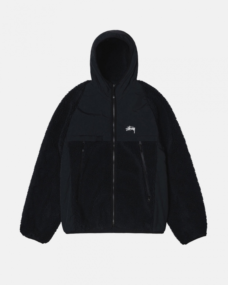 Stussy Sherpa Paneled Encapuzado Jacket - Unisex Hoodies Pretas | PTNEJ90560