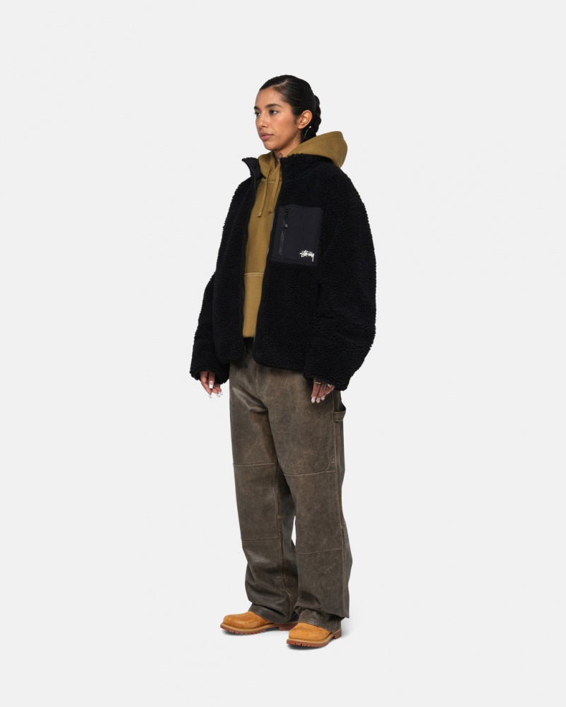 Stussy Sherpa Reversible Jacket - Unisex Jackets Pretas | DPTVO87590