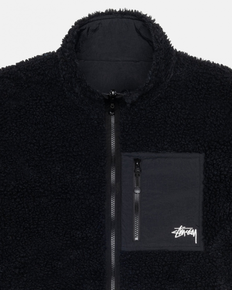 Stussy Sherpa Reversible Jacket - Unisex Jackets Pretas | DPTVO87590