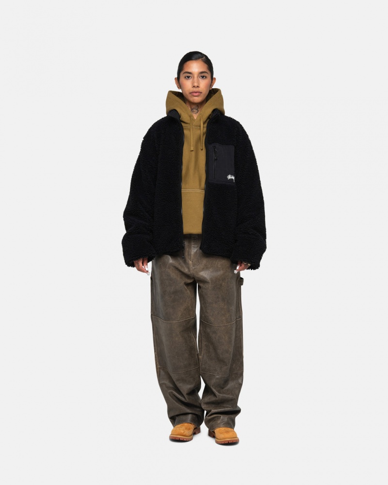 Stussy Sherpa Reversible Jacket - Unisex Jackets Pretas | DPTVO87590