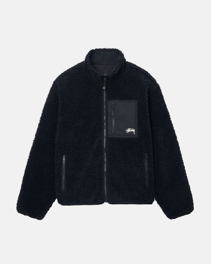 Stussy Sherpa Reversible Jacket - Unisex Jackets Pretas | DPTVO87590