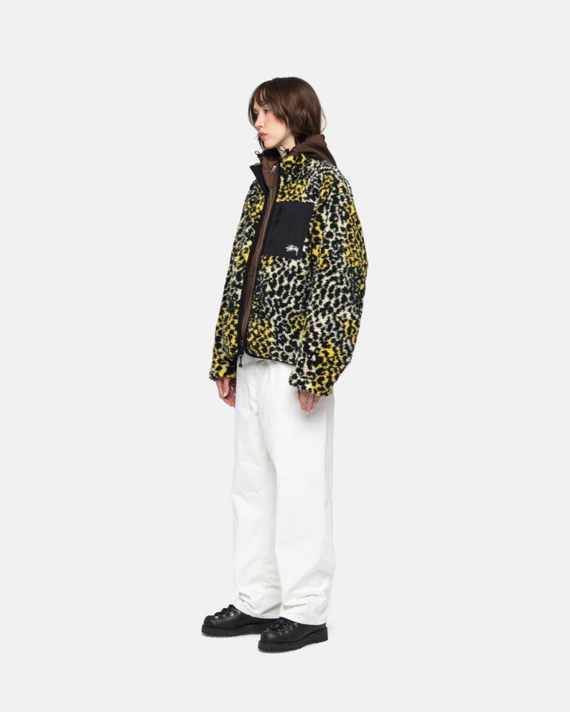 Stussy Sherpa Reversible Jacket - Unisex Jackets Amarelas Leopardo | PPTQX36752