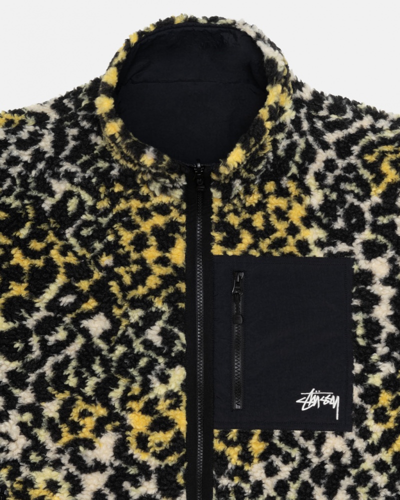 Stussy Sherpa Reversible Jacket - Unisex Jackets Amarelas Leopardo | PPTQX36752