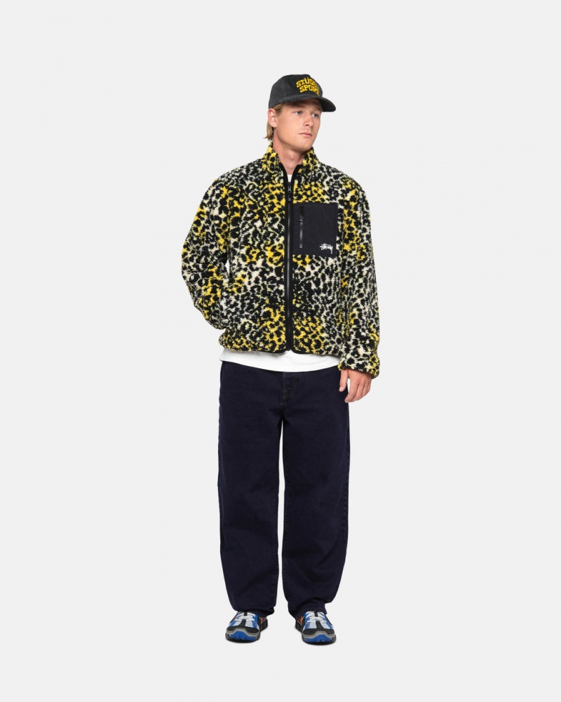 Stussy Sherpa Reversible Jacket - Unisex Jackets Amarelas Leopardo | PPTQX36752