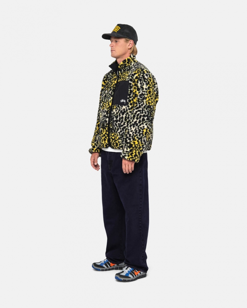 Stussy Sherpa Reversible Jacket - Unisex Jackets Amarelas Leopardo | PPTQX36752