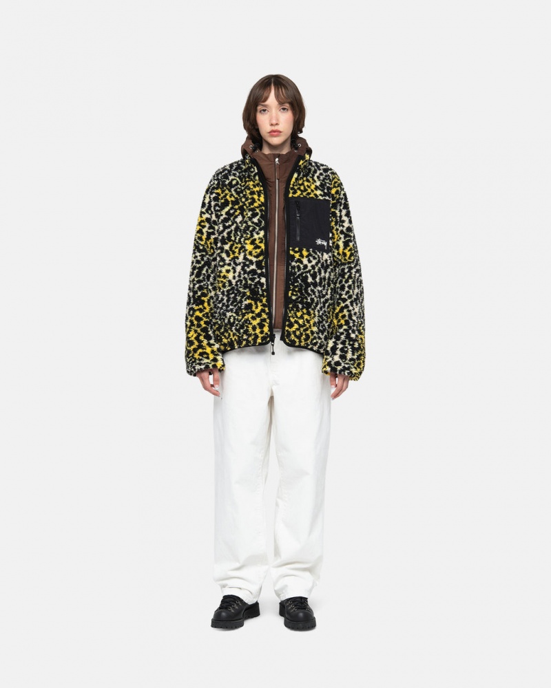 Stussy Sherpa Reversible Jacket - Unisex Jackets Amarelas Leopardo | PPTQX36752