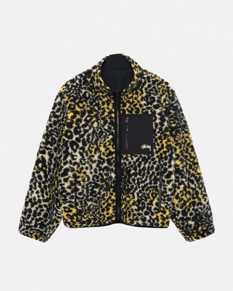 Stussy Sherpa Reversible Jacket - Unisex Jackets Amarelas Leopardo | PPTQX36752