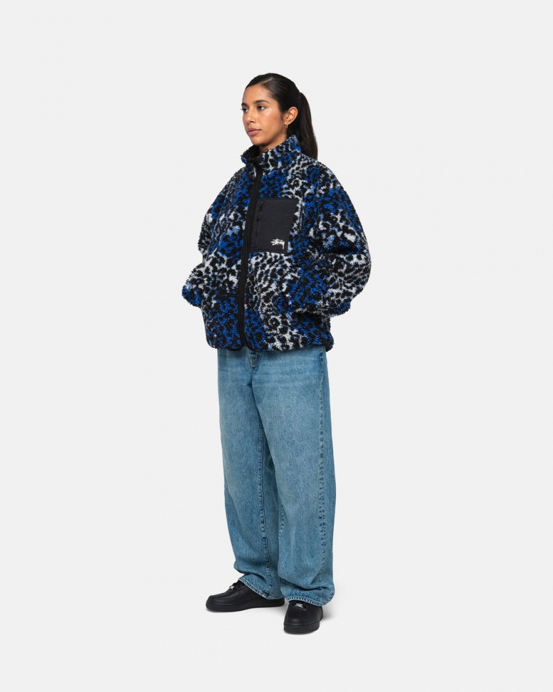 Stussy Sherpa Reversible Jacket - Unisex Jackets Azuis Leopardo | APTWC11734