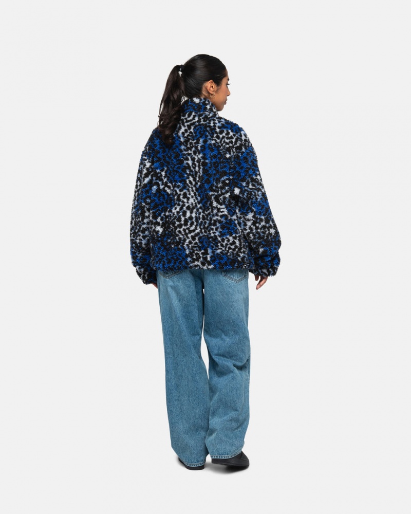 Stussy Sherpa Reversible Jacket - Unisex Jackets Azuis Leopardo | APTWC11734