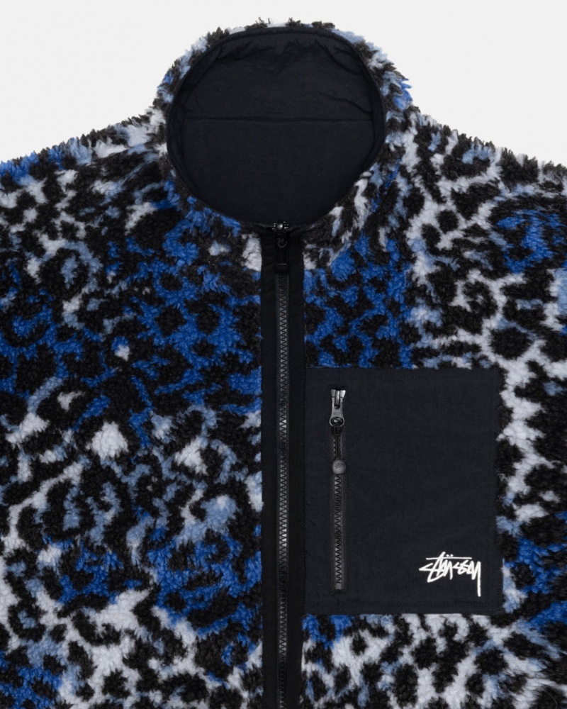 Stussy Sherpa Reversible Jacket - Unisex Jackets Azuis Leopardo | APTWC11734