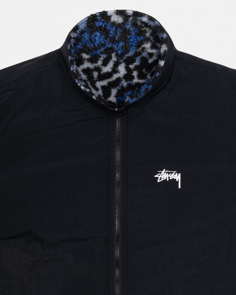 Stussy Sherpa Reversible Jacket - Unisex Jackets Azuis Leopardo | APTWC11734