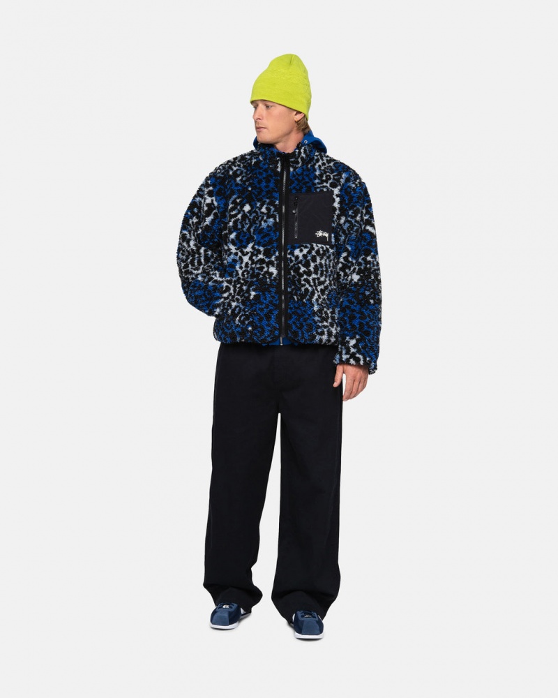 Stussy Sherpa Reversible Jacket - Unisex Jackets Azuis Leopardo | APTWC11734