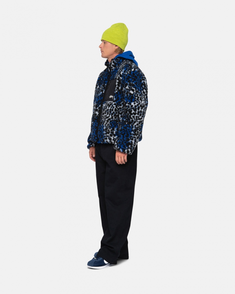 Stussy Sherpa Reversible Jacket - Unisex Jackets Azuis Leopardo | APTWC11734