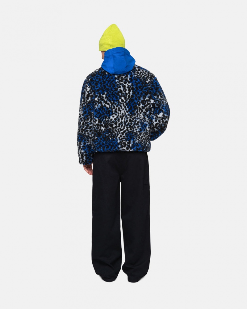 Stussy Sherpa Reversible Jacket - Unisex Jackets Azuis Leopardo | APTWC11734