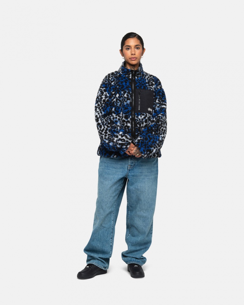 Stussy Sherpa Reversible Jacket - Unisex Jackets Azuis Leopardo | APTWC11734