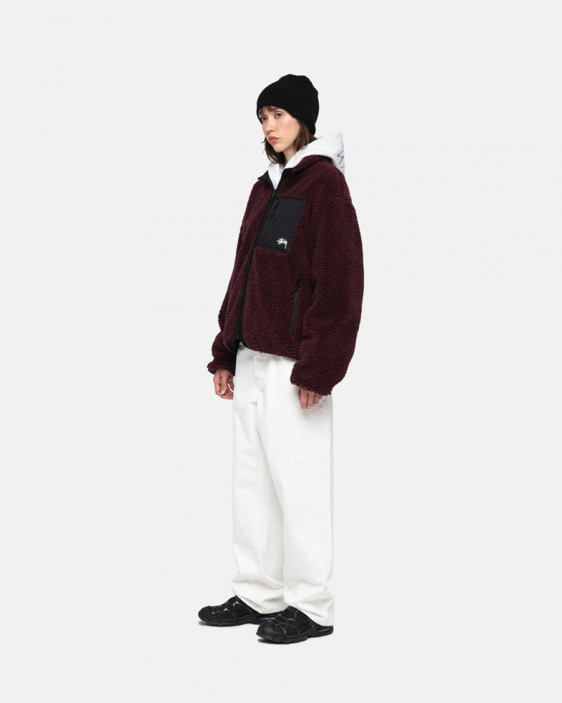 Stussy Sherpa Reversible Jacket - Unisex Jackets Bordeaux | YPTVQ89999