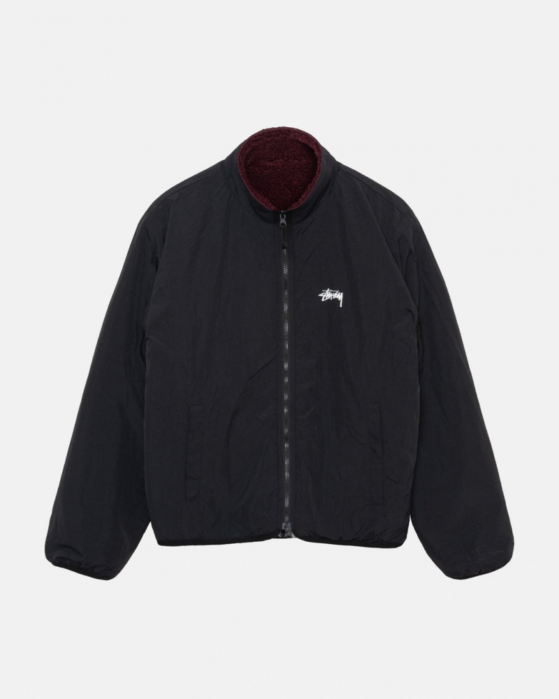 Stussy Sherpa Reversible Jacket - Unisex Jackets Bordeaux | YPTVQ89999