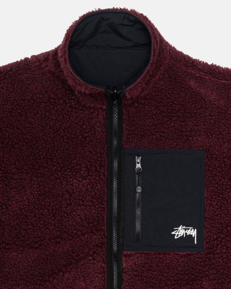 Stussy Sherpa Reversible Jacket - Unisex Jackets Bordeaux | YPTVQ89999