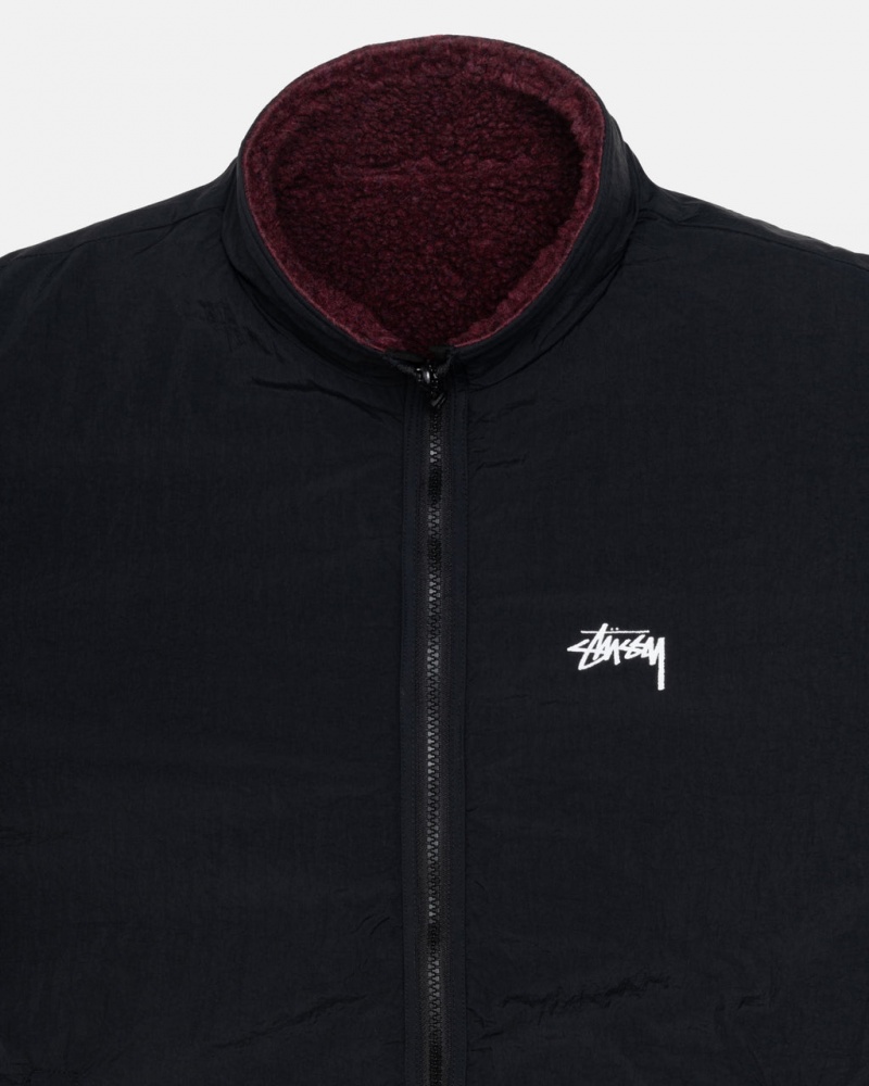 Stussy Sherpa Reversible Jacket - Unisex Jackets Bordeaux | YPTVQ89999