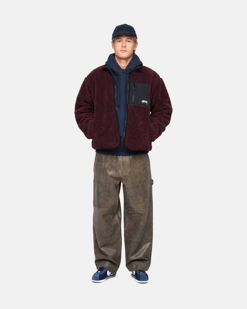 Stussy Sherpa Reversible Jacket - Unisex Jackets Bordeaux | YPTVQ89999