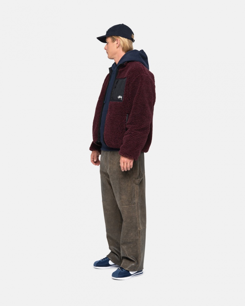 Stussy Sherpa Reversible Jacket - Unisex Jackets Bordeaux | YPTVQ89999