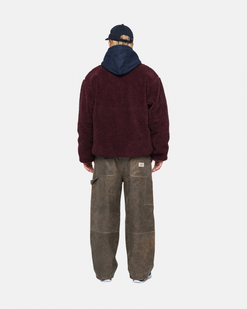 Stussy Sherpa Reversible Jacket - Unisex Jackets Bordeaux | YPTVQ89999