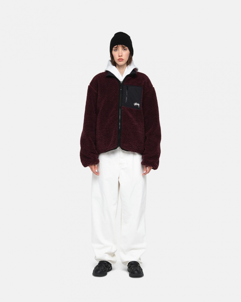 Stussy Sherpa Reversible Jacket - Unisex Jackets Bordeaux | YPTVQ89999