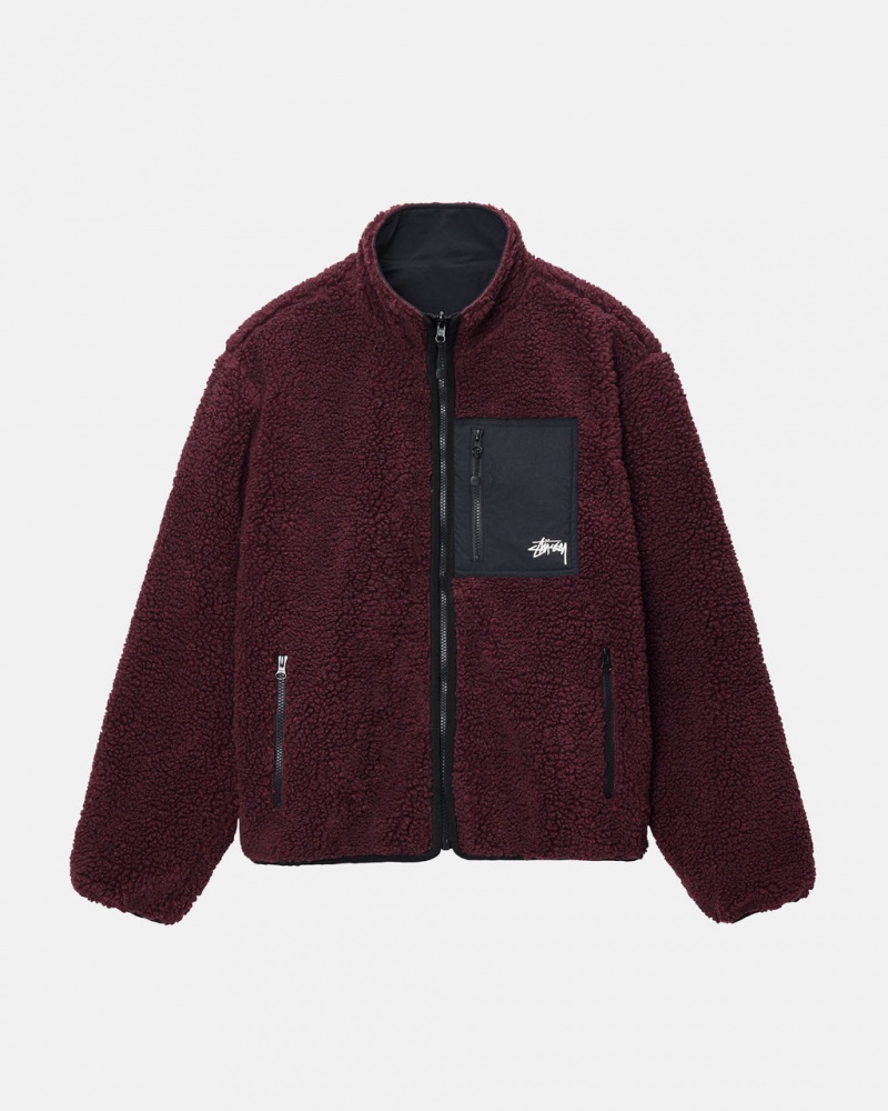 Stussy Sherpa Reversible Jacket - Unisex Jackets Bordeaux | YPTVQ89999