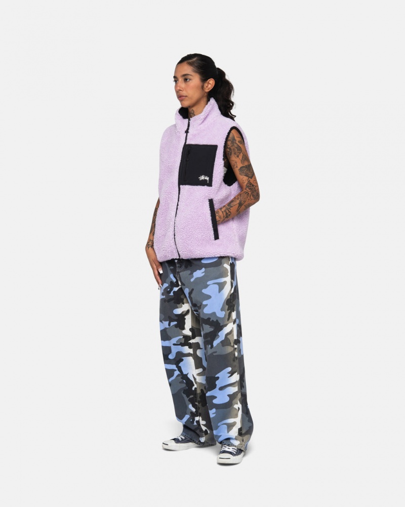 Stussy Sherpa Reversible Vest - Unisex Jackets Lavanda | APTWC68564