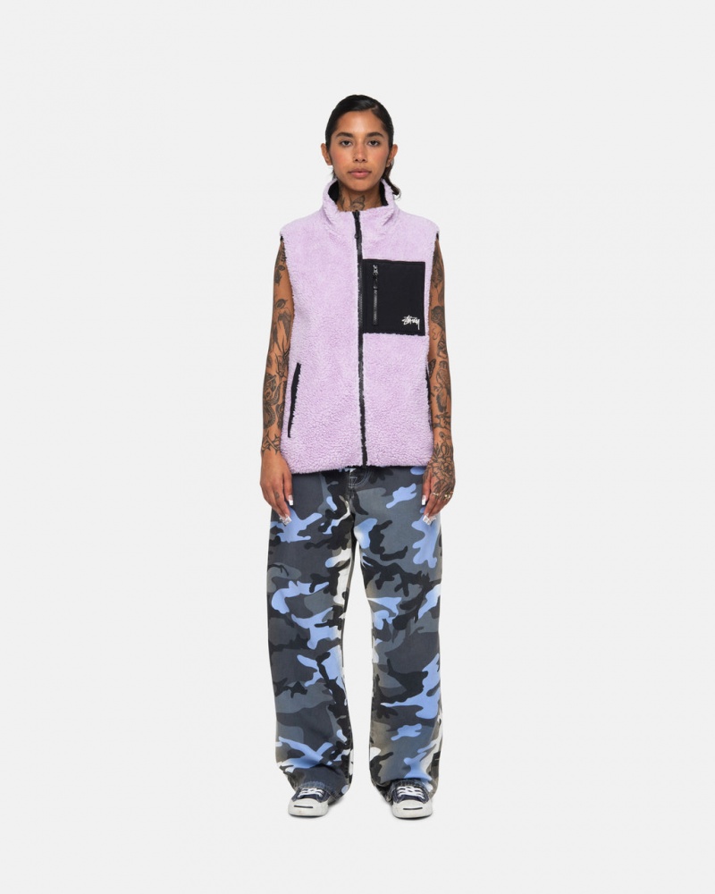 Stussy Sherpa Reversible Vest - Unisex Jackets Lavanda | APTWC68564