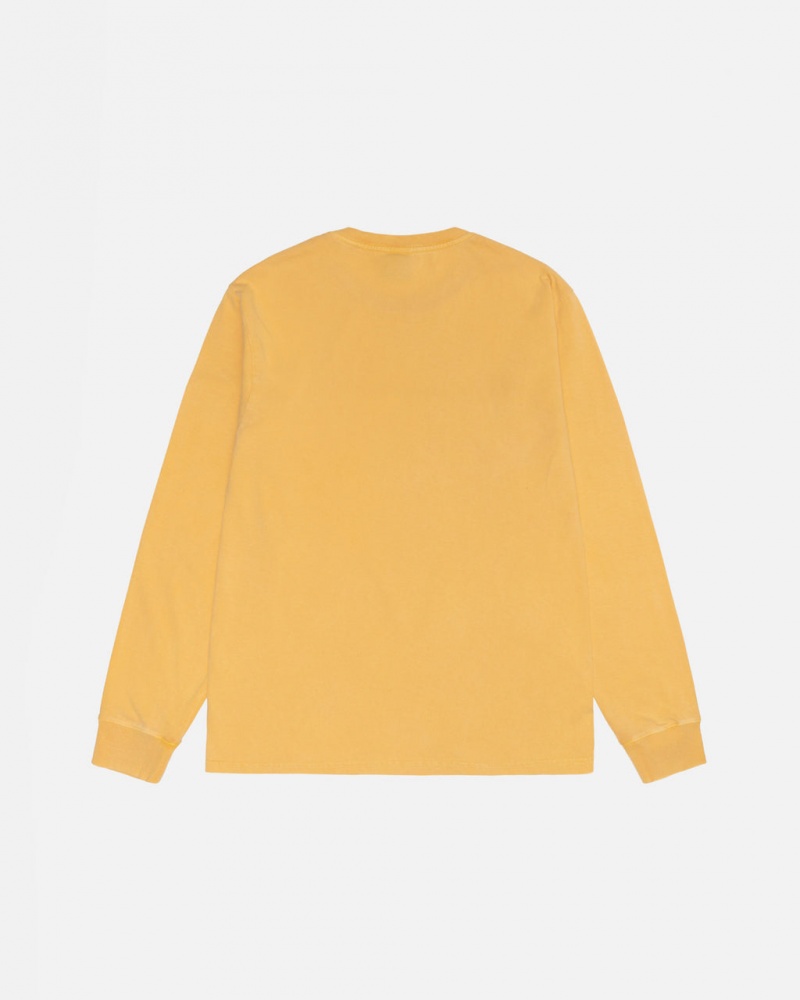 Stussy Small Stock LS Tee Pigment Dyed - Unisex Longsleeve Laranja | YPTVQ30751