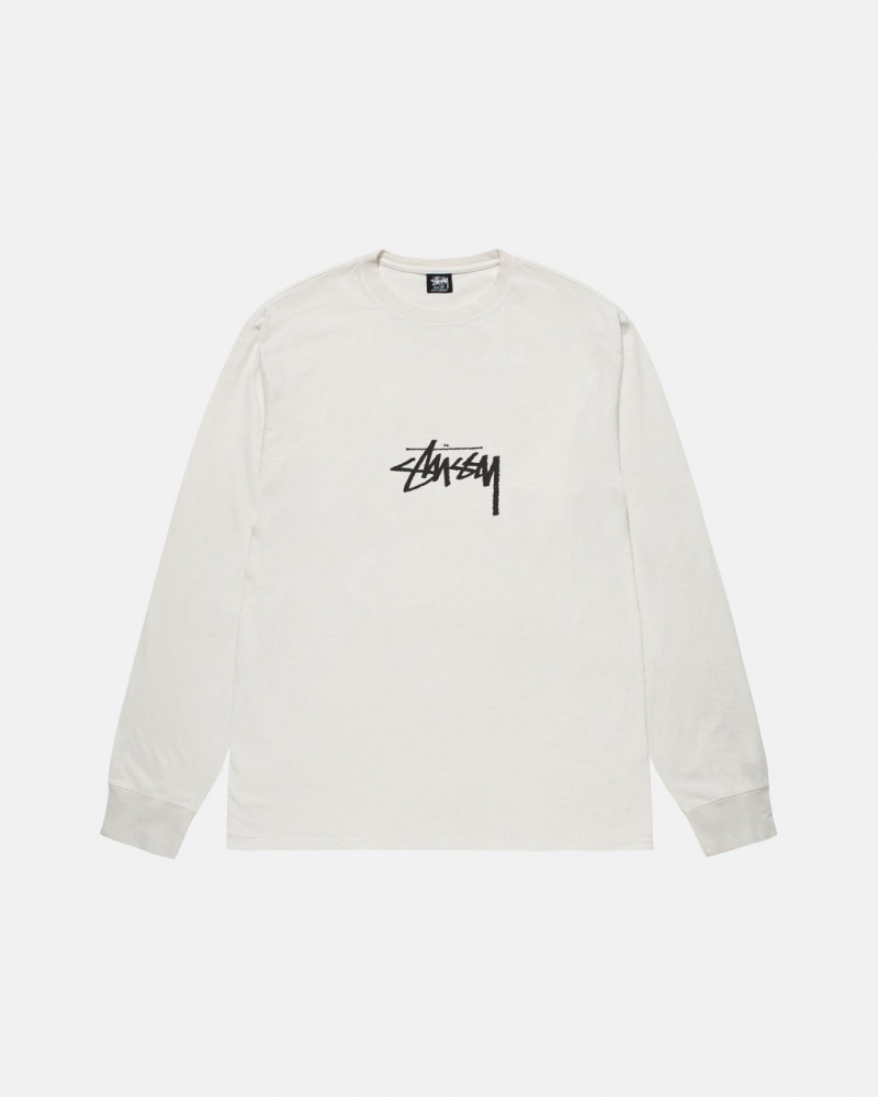 Stussy Small Stock LS Tee Pigment Dyed - Unisex Longsleeve Bege | PTDYB35361