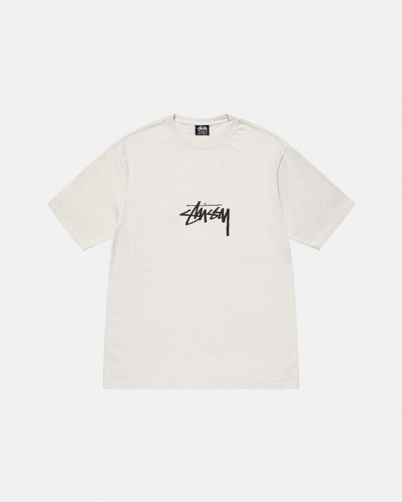 Stussy Small Stock Tee Pigment Dyed - Unisex Shortsleeve Bege | APTDF20319