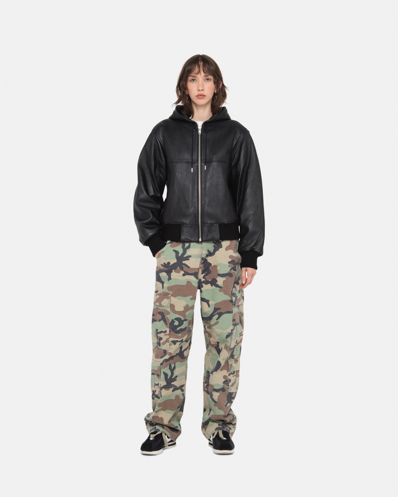 Stussy Ss Link Couro Bomber - Unisex Jackets Pretas | XPTBH32240