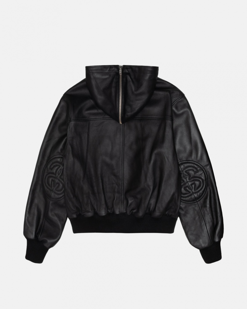 Stussy Ss Link Couro Bomber - Unisex Jackets Pretas | XPTBH32240